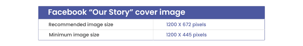 Facebook “Our Story” cover image dimensions