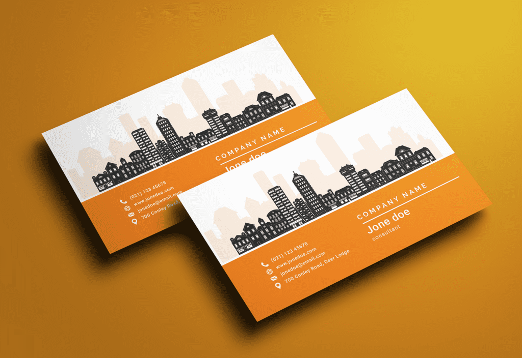 Real Estate Business Card Template with a city landscape Real Estate Business Card Template with a city landscape